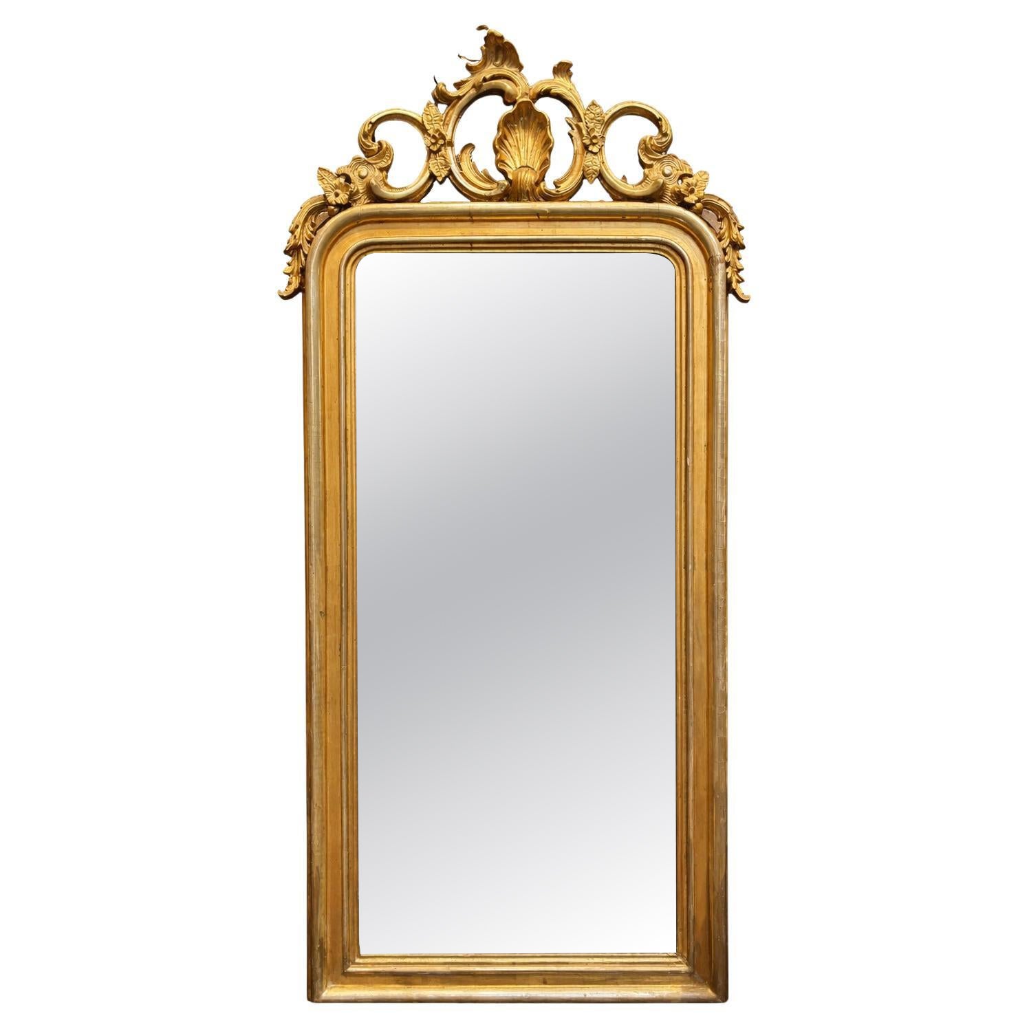 19th Century Antique Gold Rococo Mirror For Sale at 1stDibs