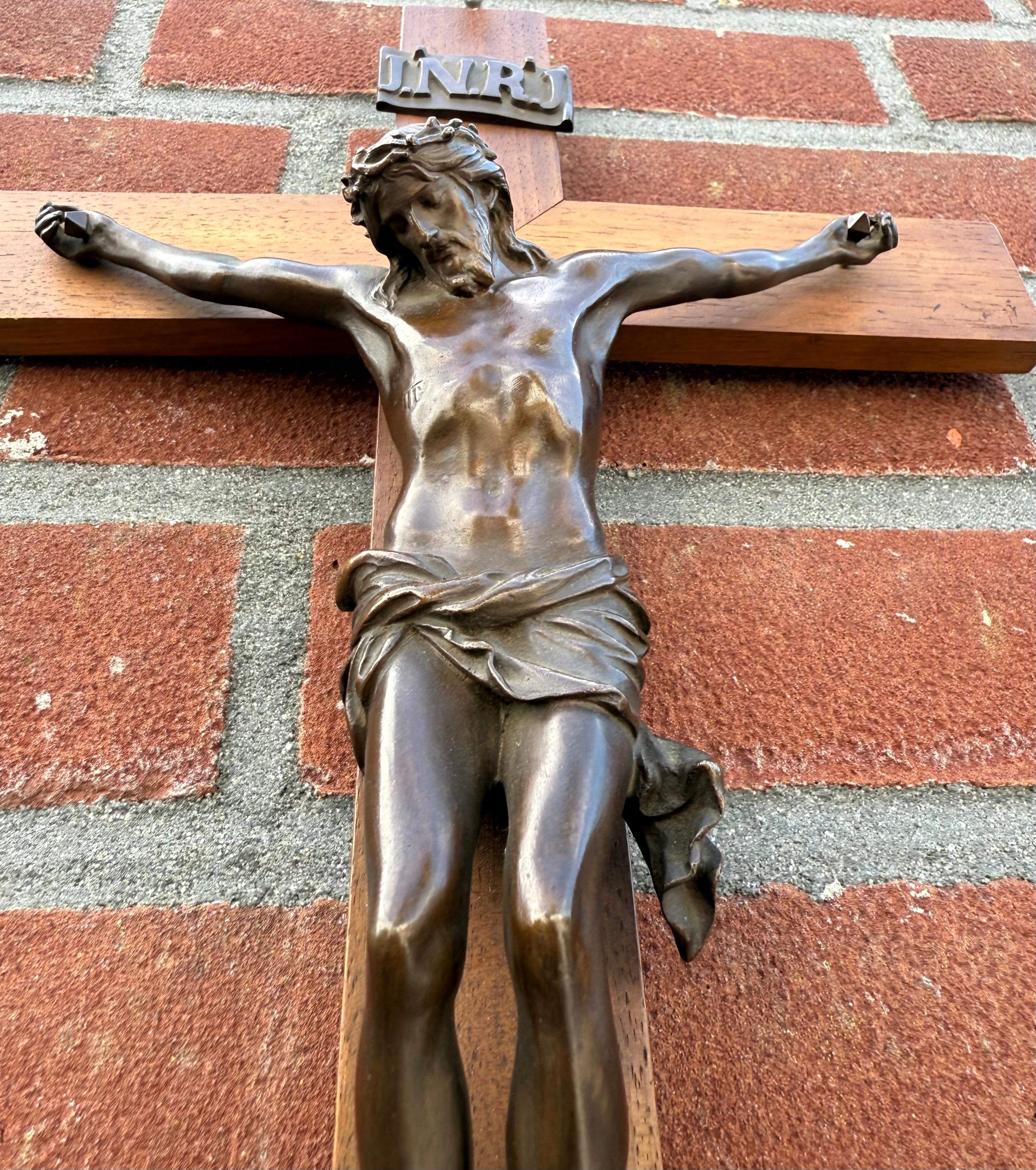 19th Century, Antique, Great Quality Bronze Wall Crucifix Signed: F. Barbedienne For Sale 11