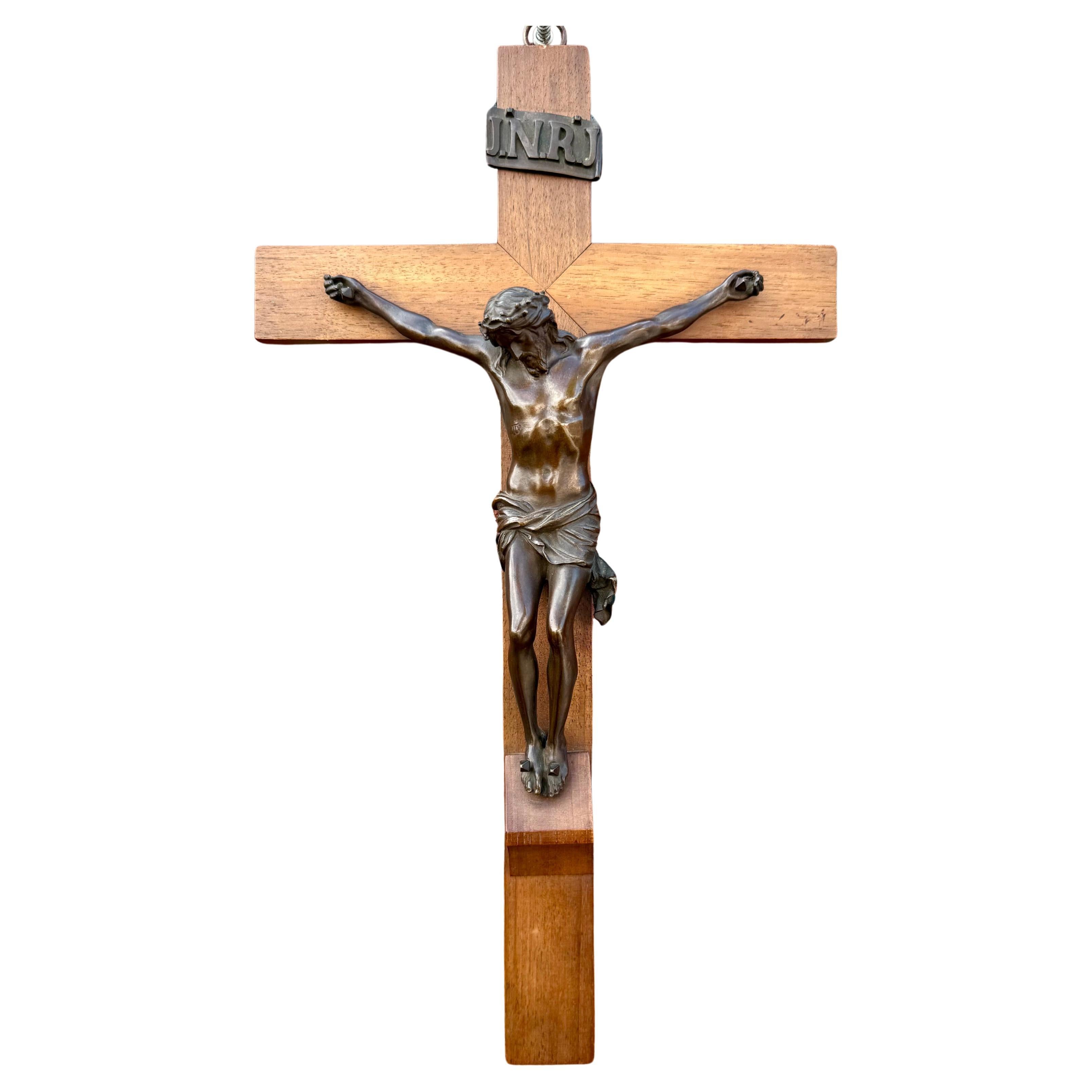 19th Century, Antique, Great Quality Bronze Wall Crucifix Signed: F. Barbedienne For Sale