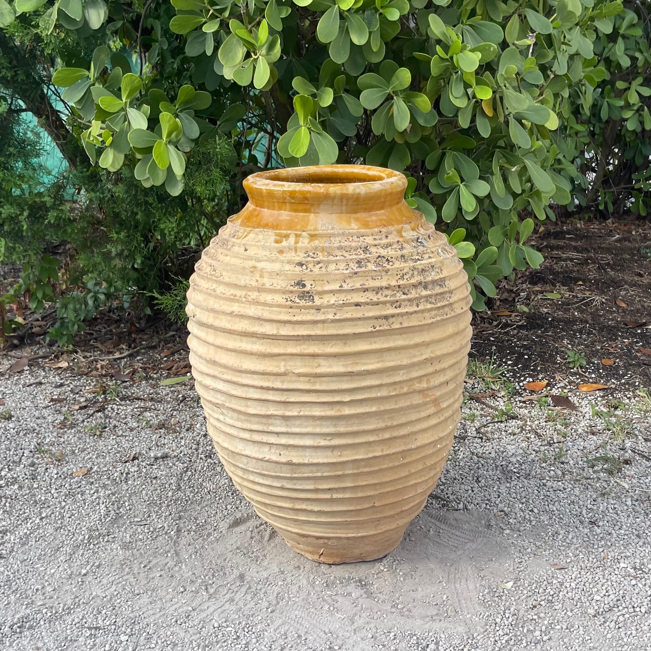 Terracotta 19th Century Antique Greek Peloponnese Olive Oil Jar For Sale