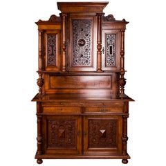 19th Century, Antique Gründerzeit Buffet Walnut on Softwood