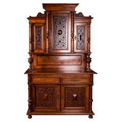 19th Century, Antique Gründerzeit Buffet Walnut on Softwood