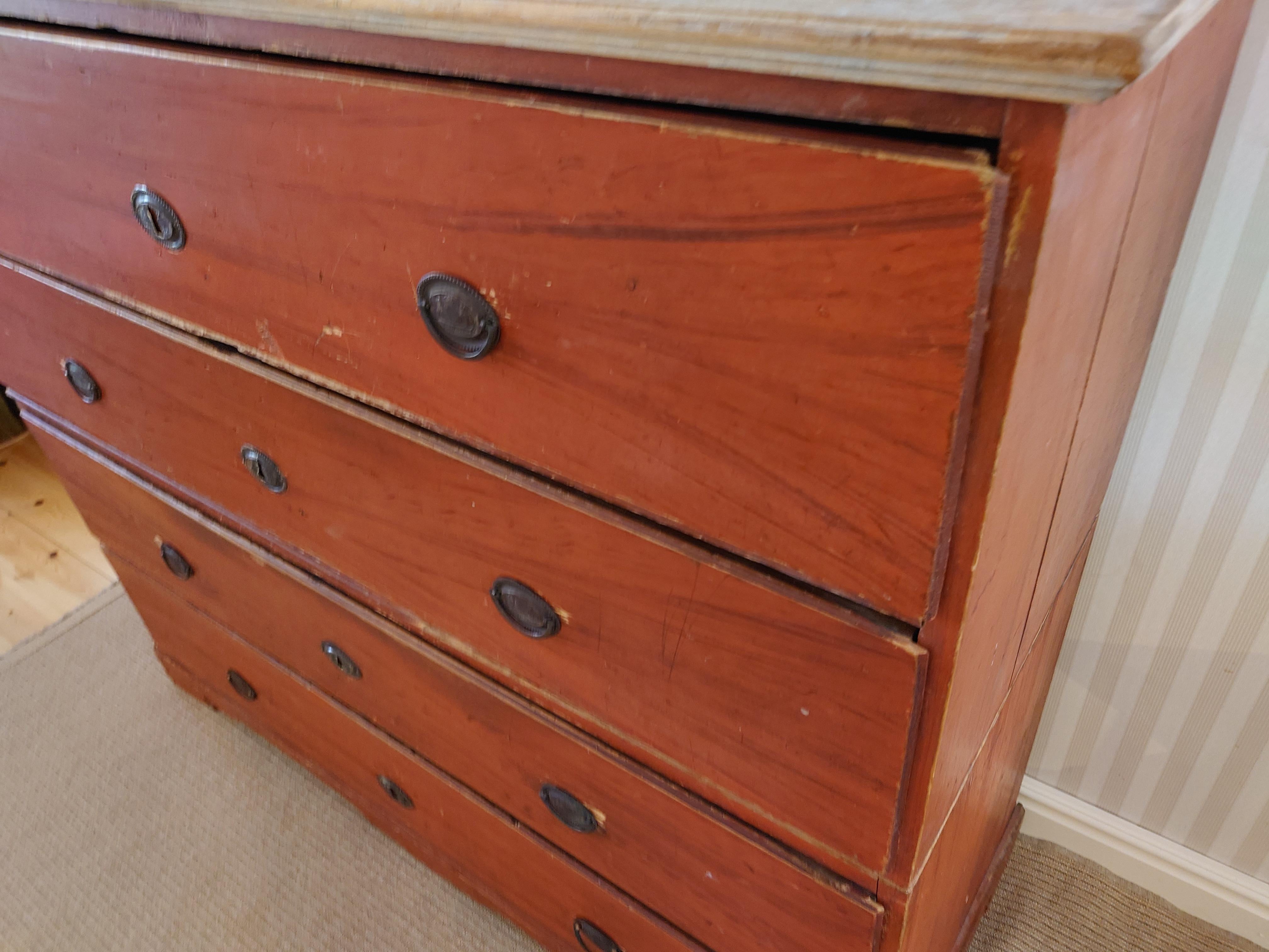 19th Century Antique Gustavian Chest of Drawers Chest on Chest Dated 1829 For Sale 5