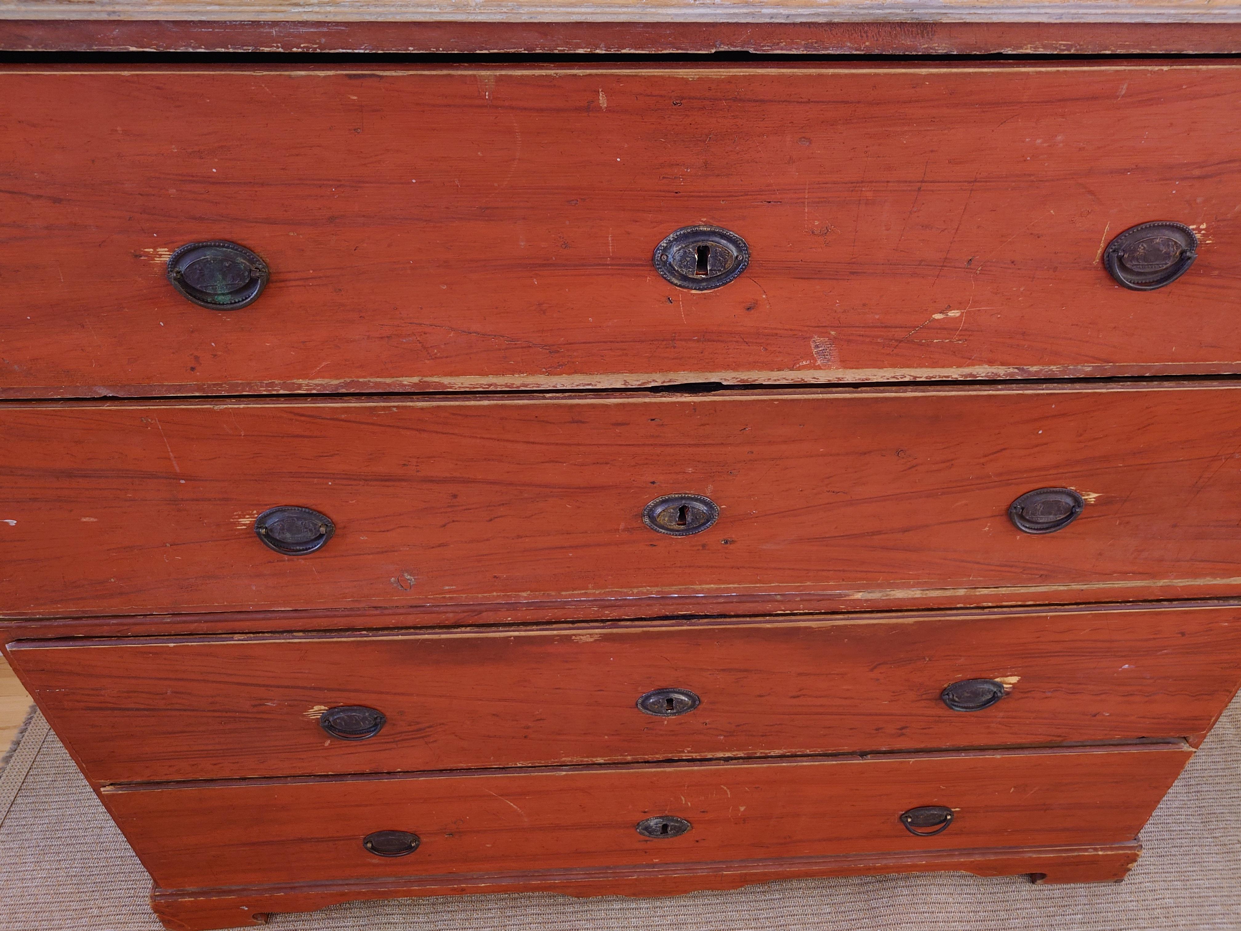 19th Century Antique Gustavian Chest of Drawers Chest on Chest Dated 1829 For Sale 10