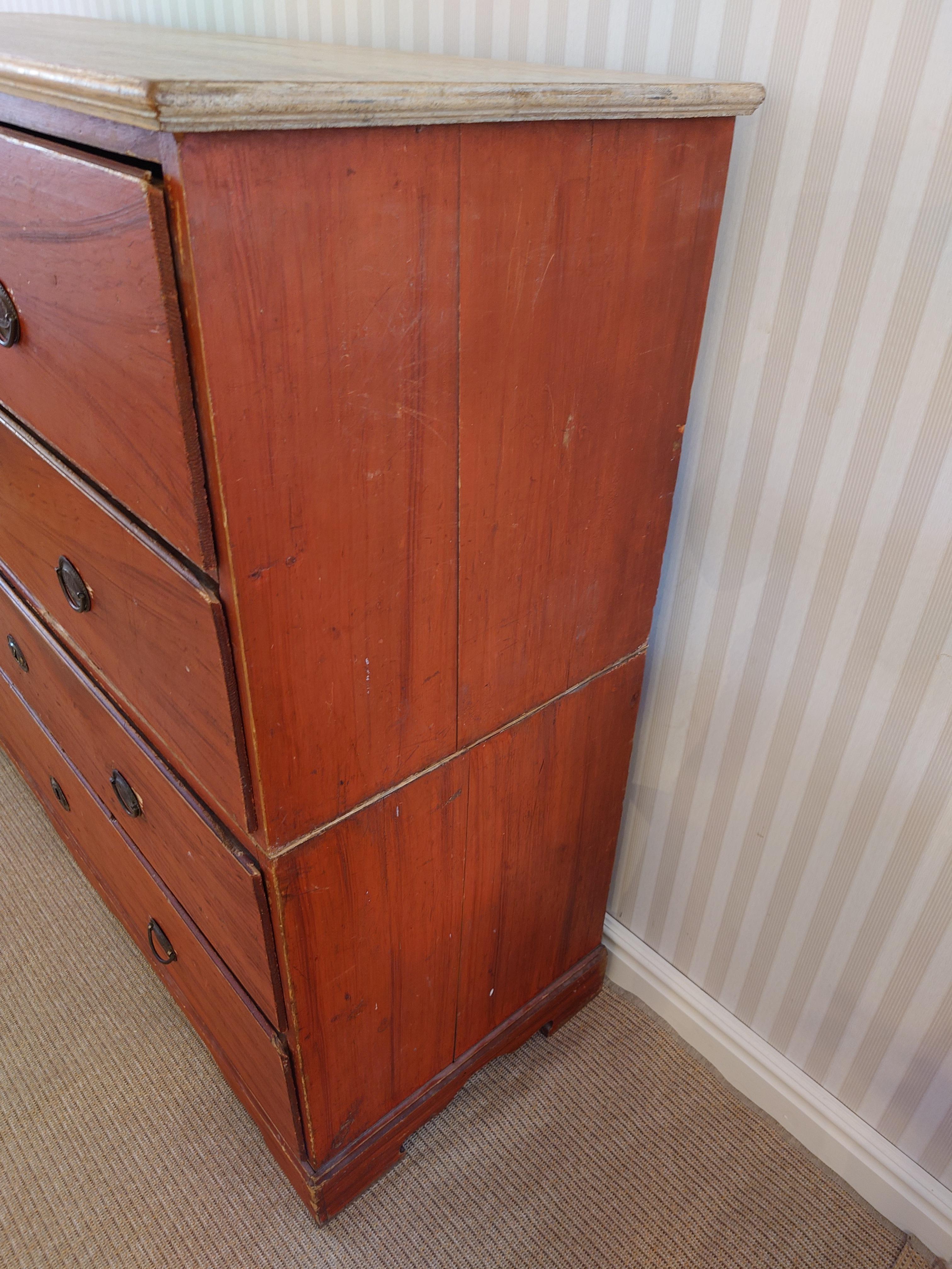 Pine 19th Century Antique Gustavian Chest of Drawers Chest on Chest Dated 1829 For Sale