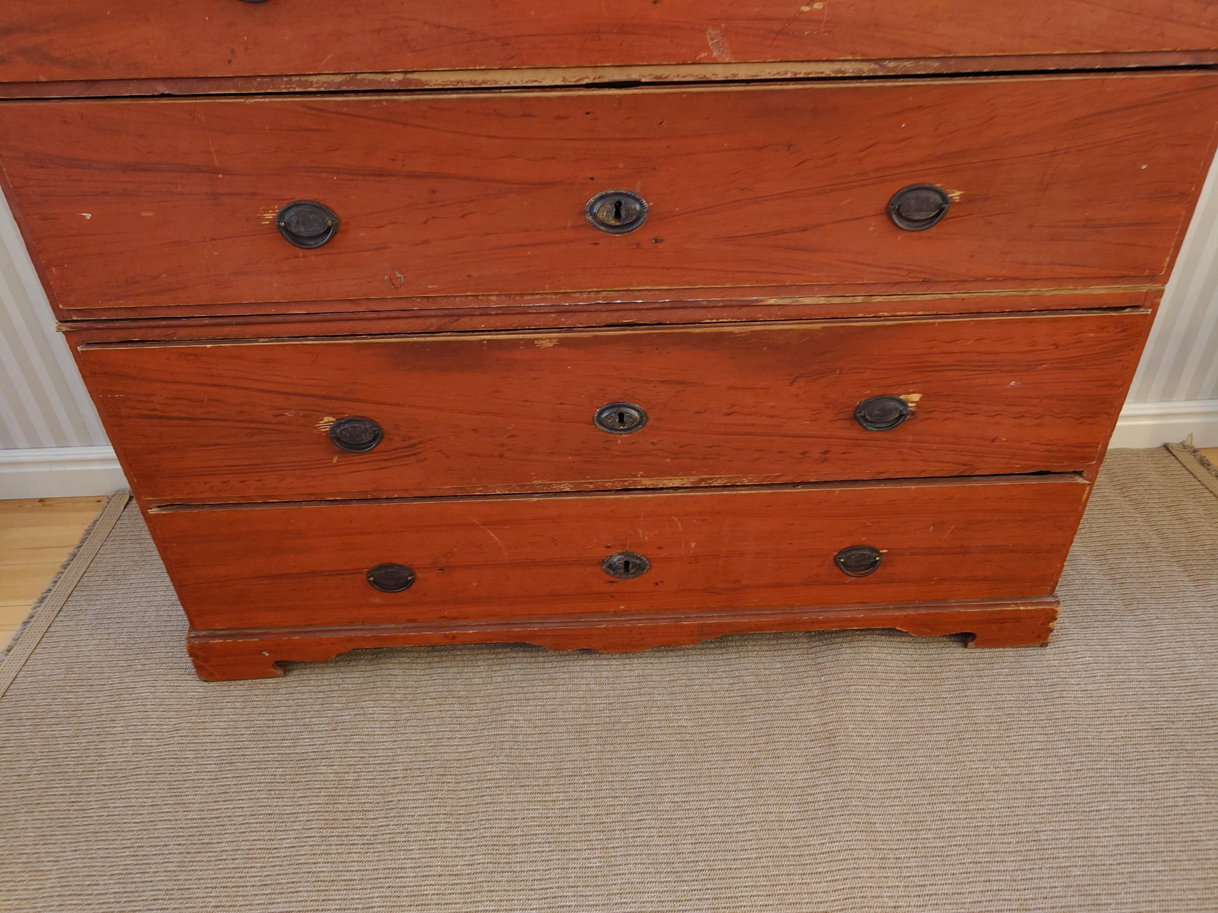 19th Century Antique Gustavian Chest of Drawers Chest on Chest Dated 1829 For Sale 3