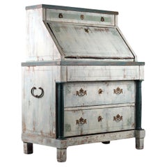 19th Century Antique Gustavian Style Painted Secretary Bureau