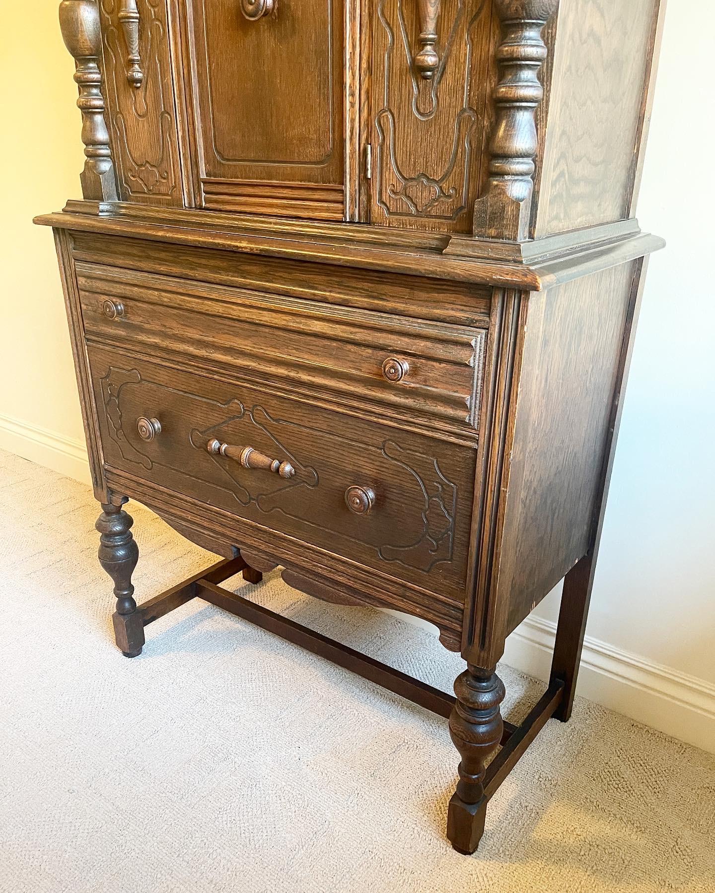 19th Century Antique Hand Carved Cabinet In Good Condition For Sale In Delray Beach, FL