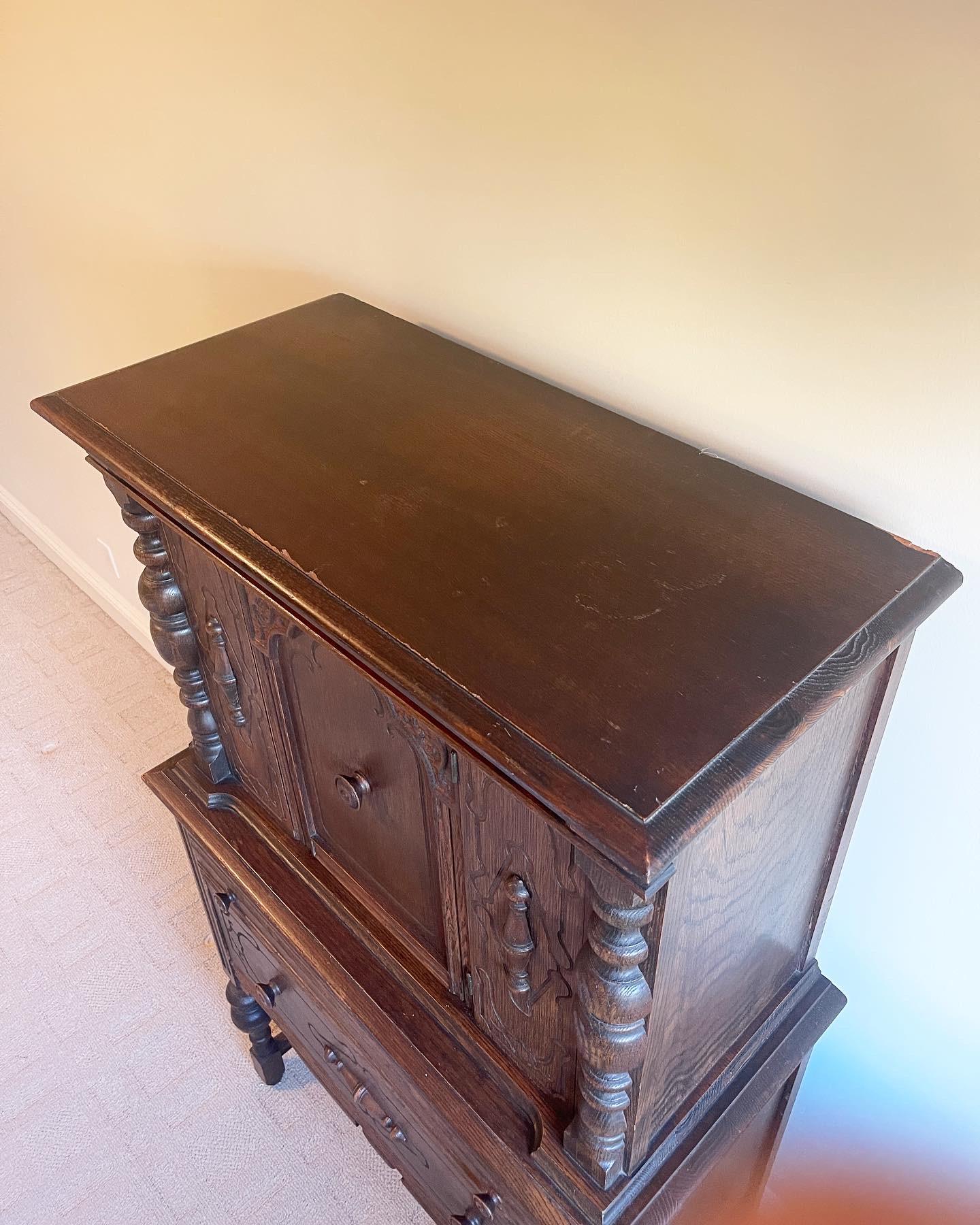 19th Century Antique Hand Carved Cabinet For Sale 1