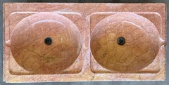19th Century Antique Hand Carved Pink Marble Double Basin Kitchen Sink