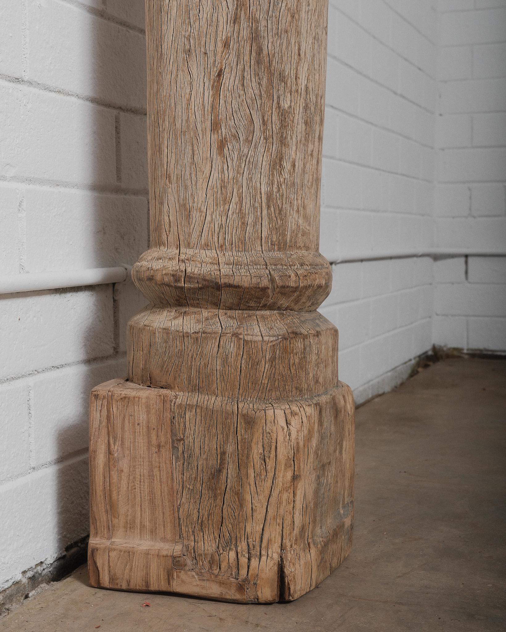 Indian 19th Century Antique Hand-Carved Teak Wood Architectural Column For Sale