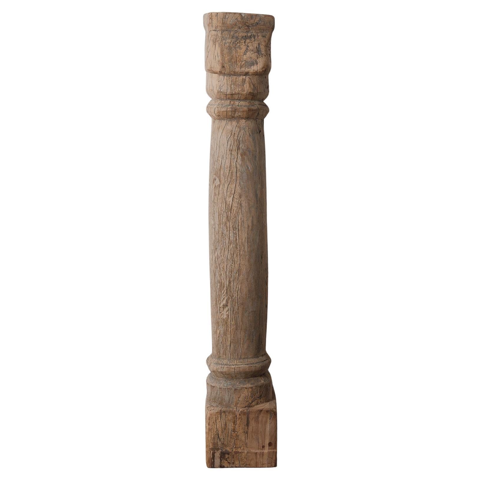 19th Century Antique Hand-Carved Teak Wood Architectural Column For Sale