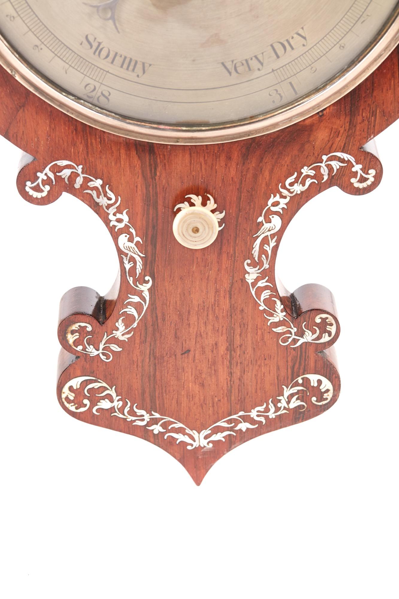 Antikes Banjo-Barometer aus Hartholz mit Intarsien aus dem 19. Jahrhundert im Angebot 1