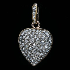 19th Century Antique Heart Shape Diamond Pendant