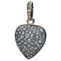 19th Century Antique Heart Shape Diamond Pendant