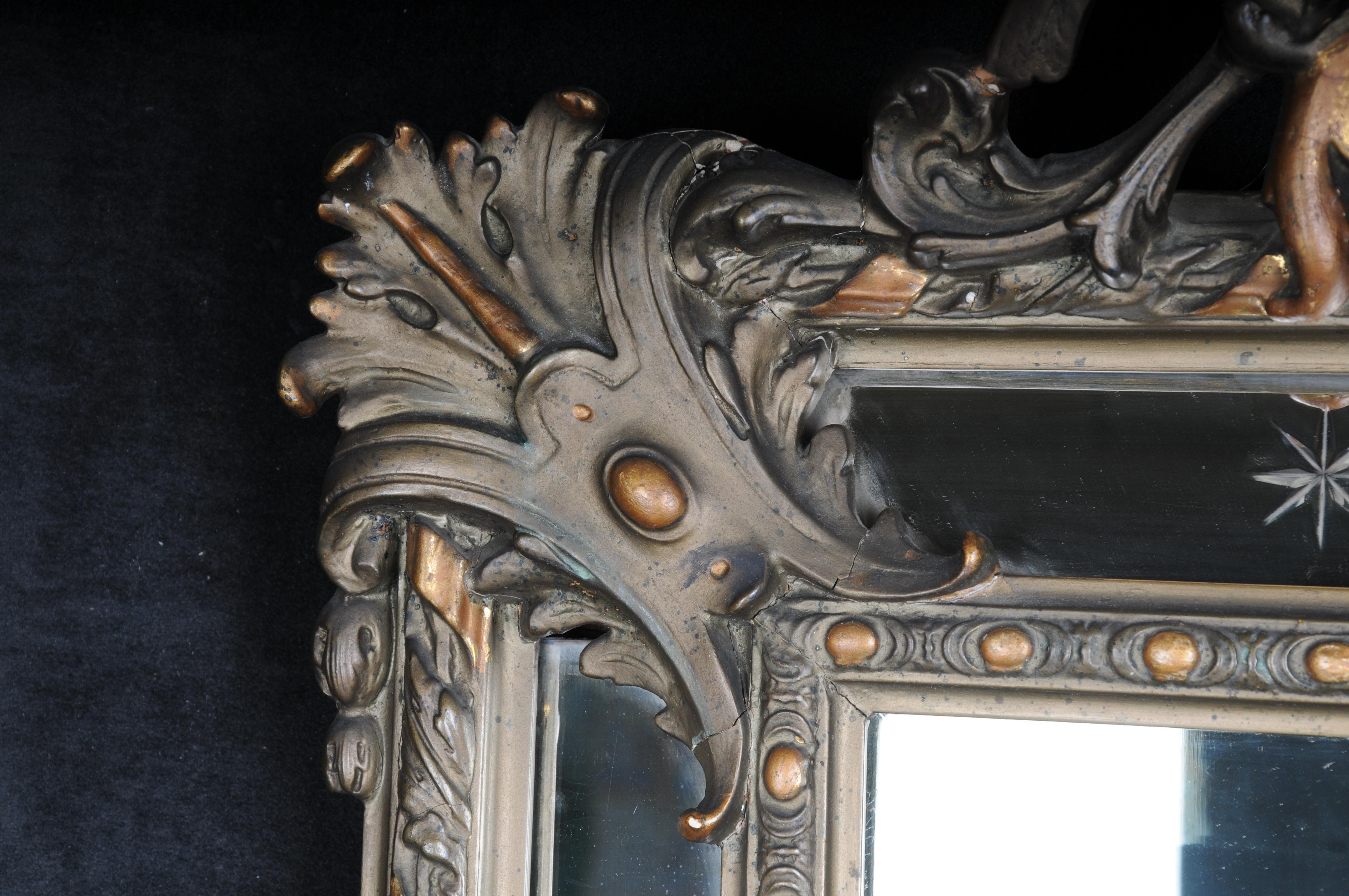 19th Century Antique Historicism Mirror, Around 1870, Gilded For Sale 8