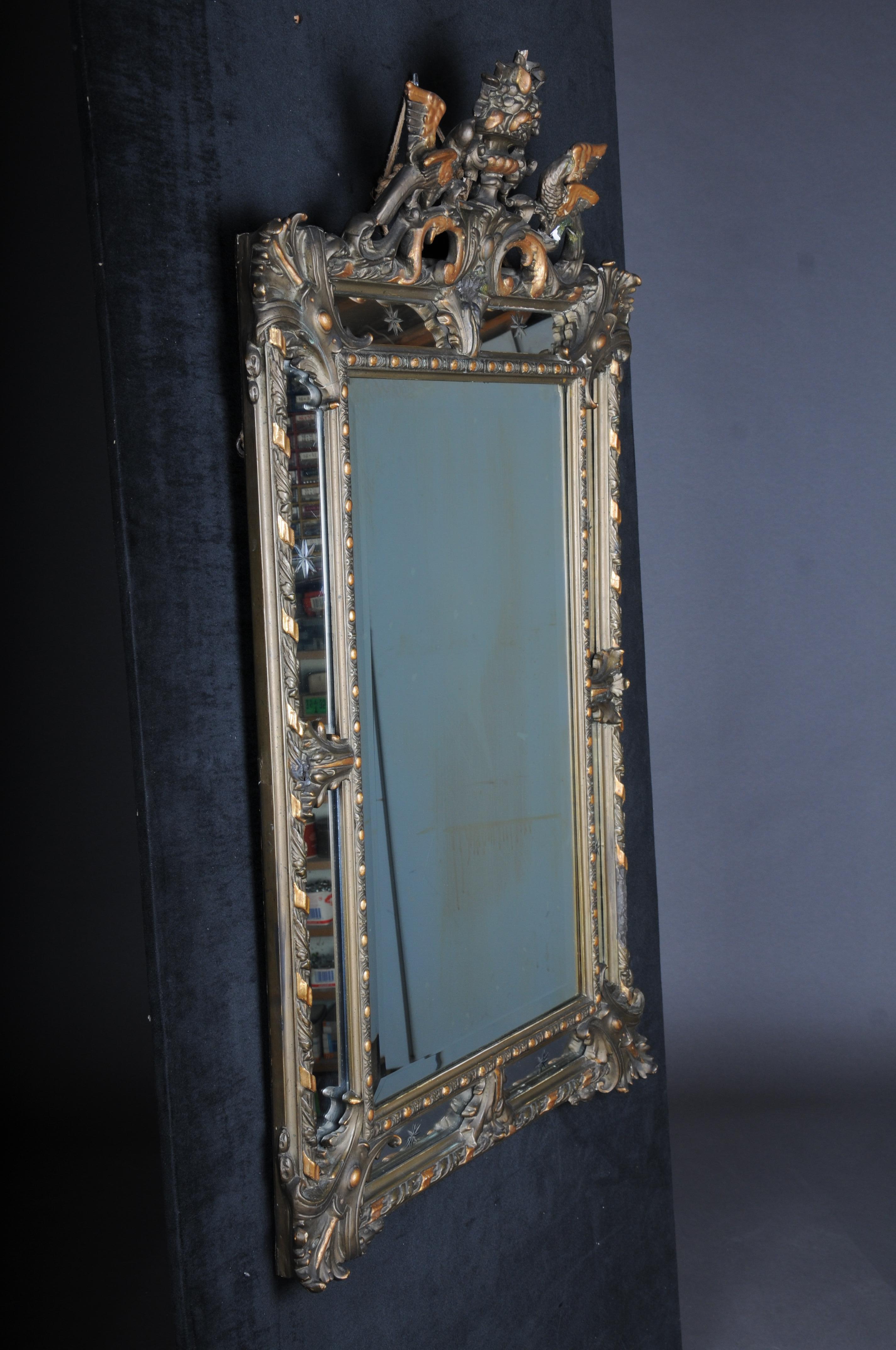 19th Century Antique Historicism Mirror, Around 1870, Gilded For Sale 11