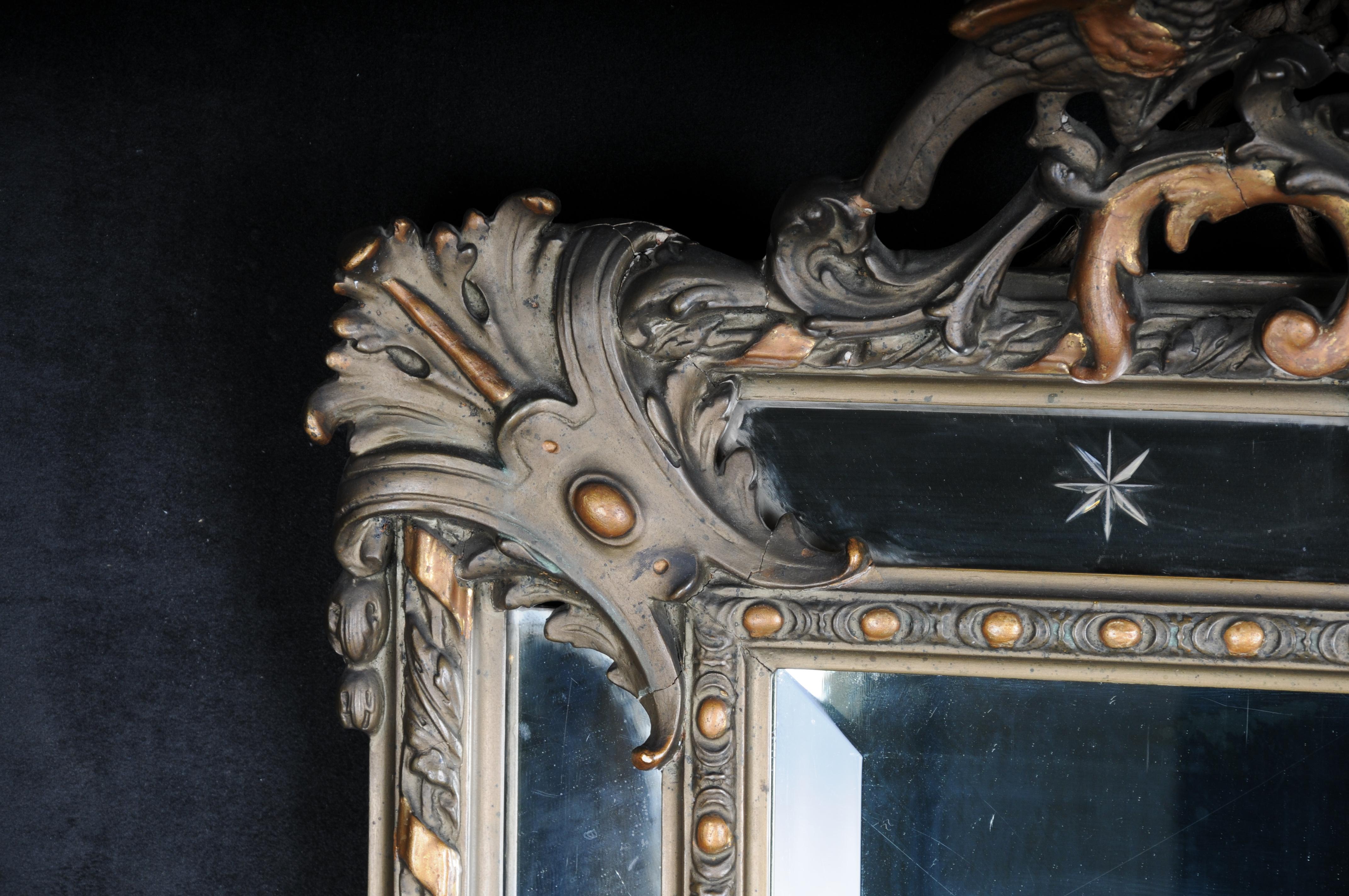 Wood 19th Century Antique Historicism Mirror, Around 1870, Gilded For Sale