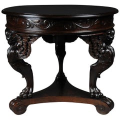 19th Century Antique Historism Table, circa 1880, Oak