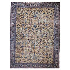 19th Century Antique Indian Agra Rug, Hand-Knotted Wool, Garden Motif, 12' x 17'