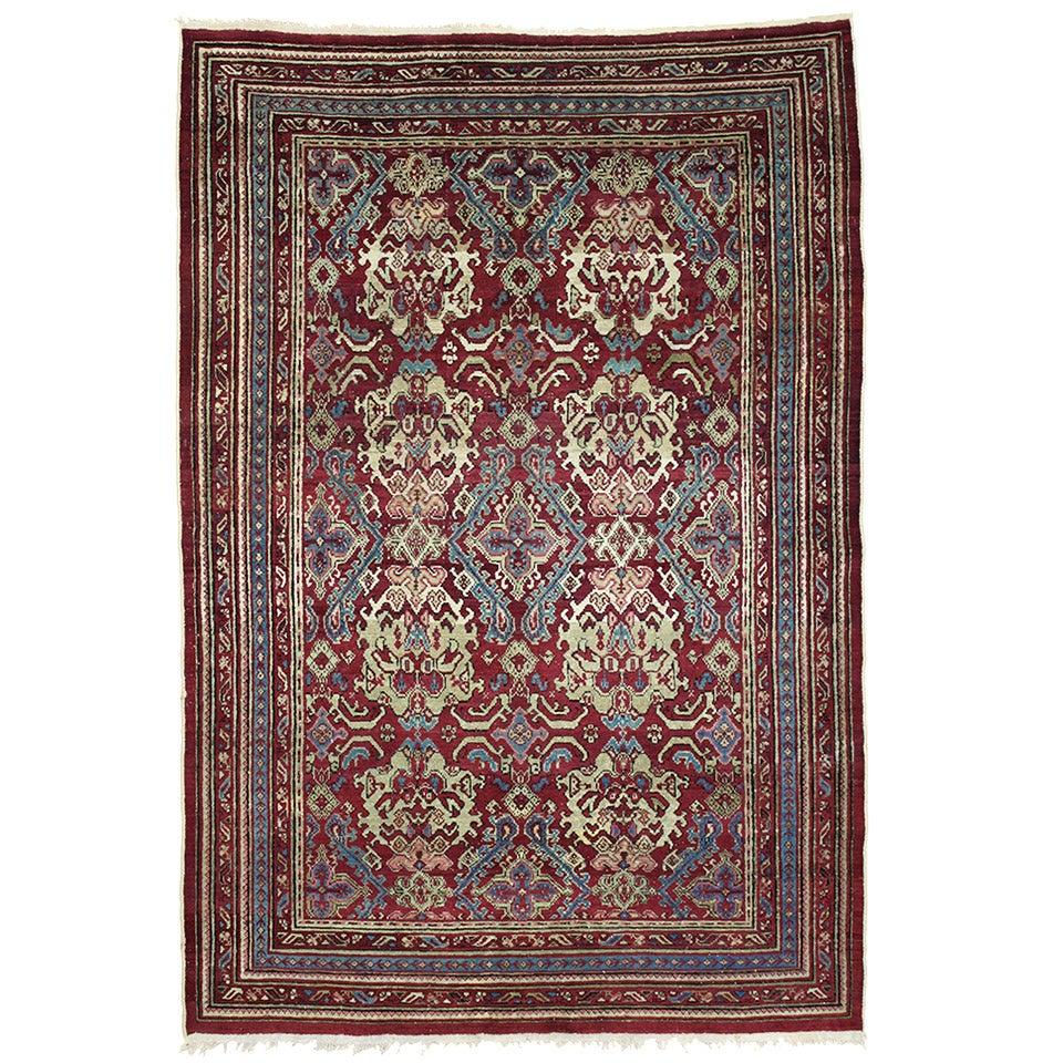 19th Century Antique Indian Agra Rug with Modern Design For Sale