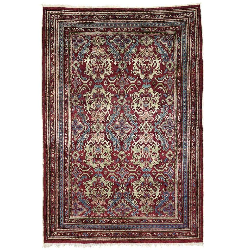 19th Century Antique Indian Agra Rug with Modern Design For Sale at 1stDibs