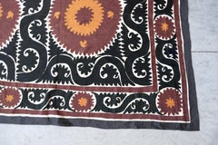 19th Century Antique Indian Black & Brown Suzani