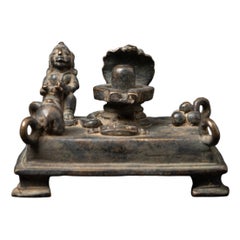 19th century Antique Indian bronze Shiva Lingam altar from India