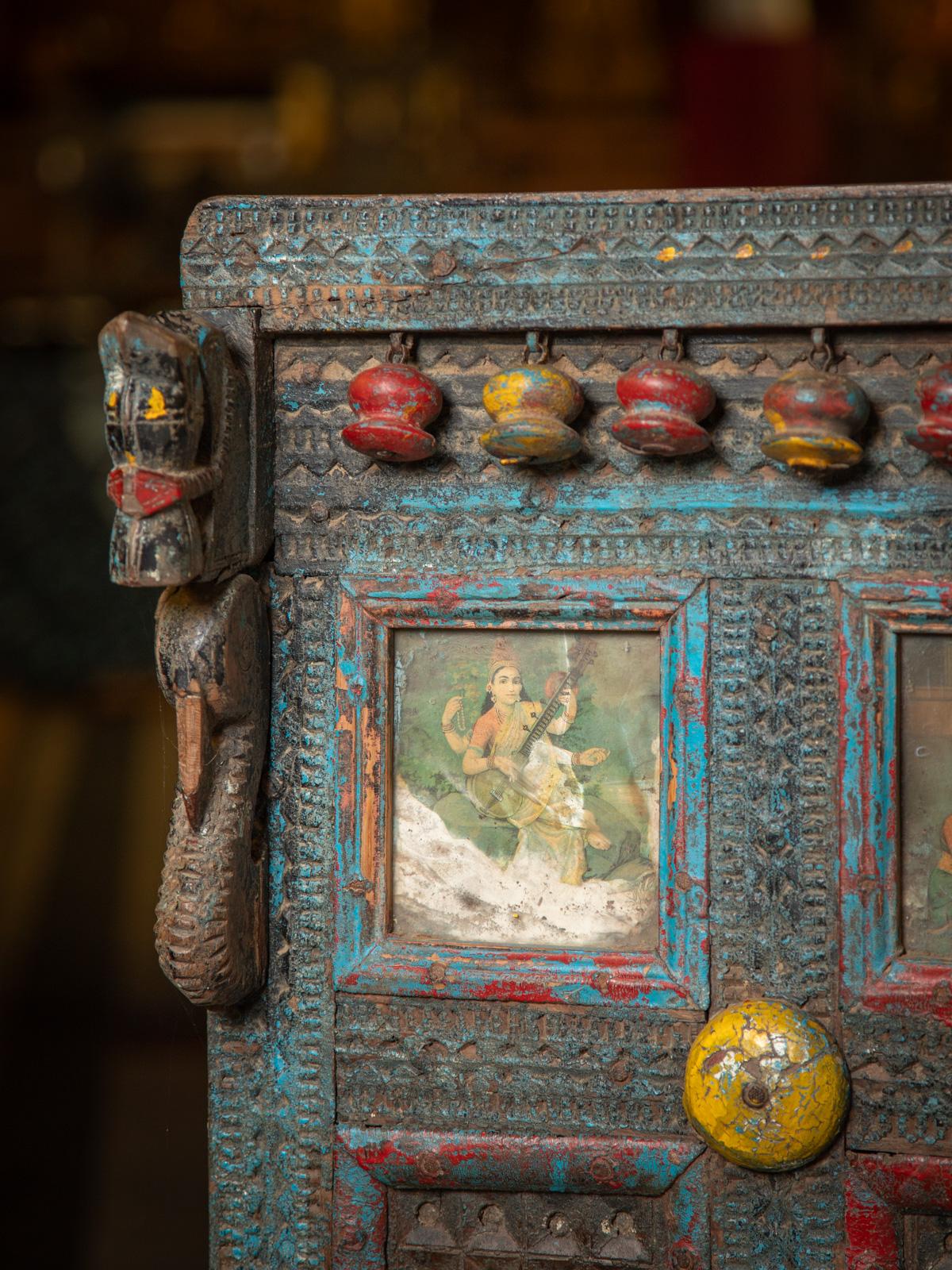 Wood 19th century Antique Indian Damchiya - Wedding Closet - OriginalBuddhas For Sale