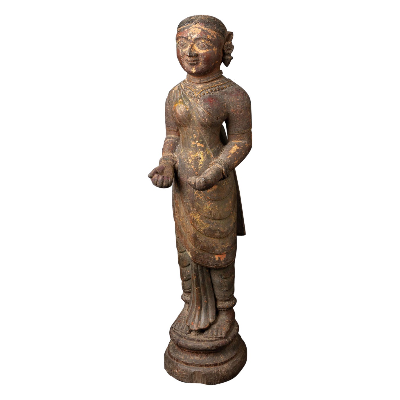 Statue antique d'une femme indienne datant du XIXe siècle, provenant d'Inde