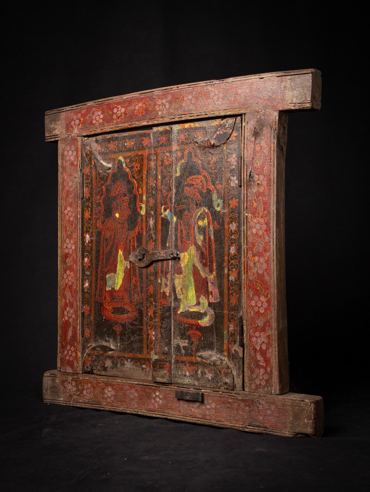 Cadre / panneau en bois peint indien ancien du 19e siècle provenant de l'Inde en vente 4