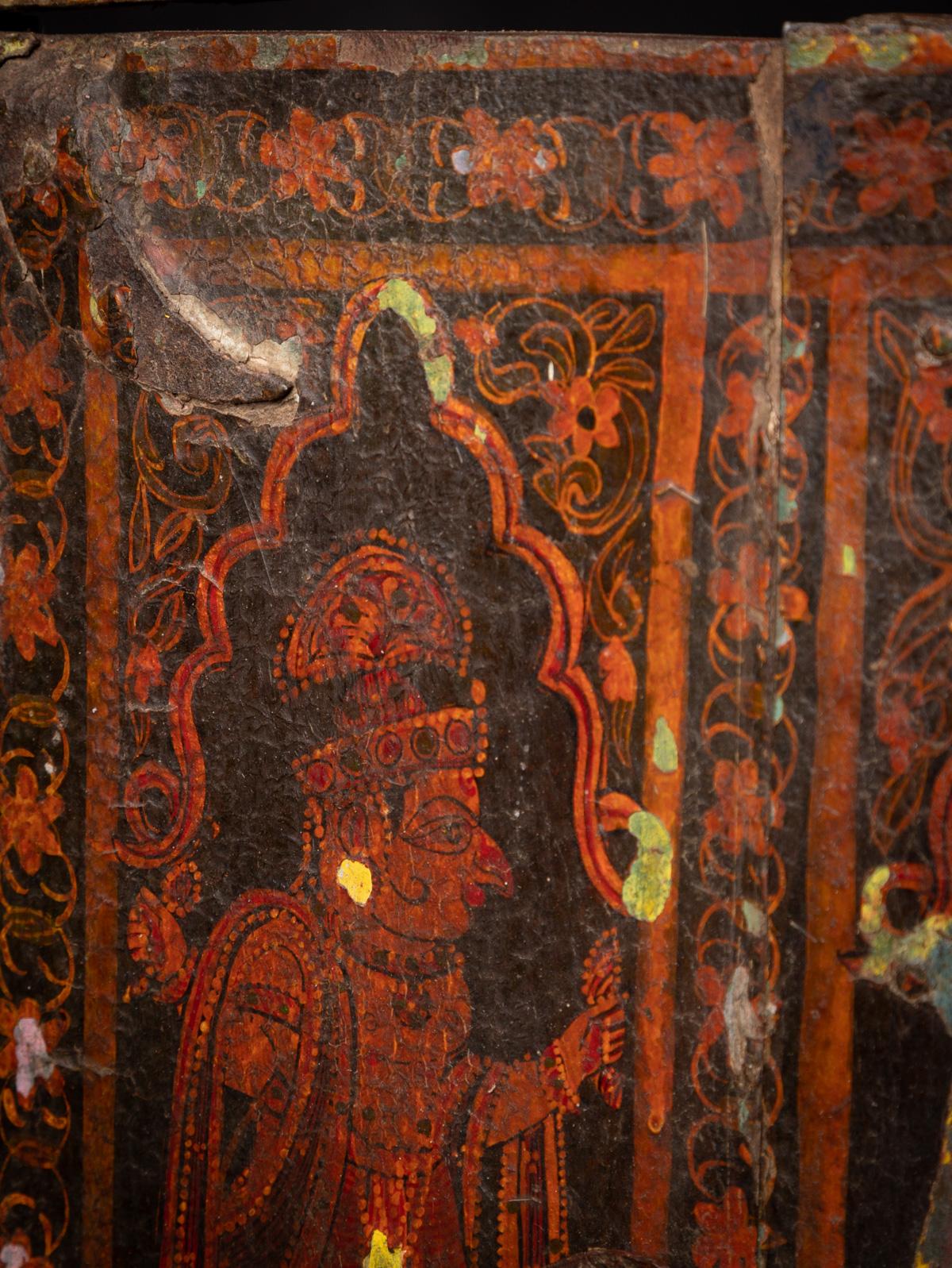 Cadre / panneau en bois peint indien ancien du 19e siècle provenant de l'Inde en vente 7