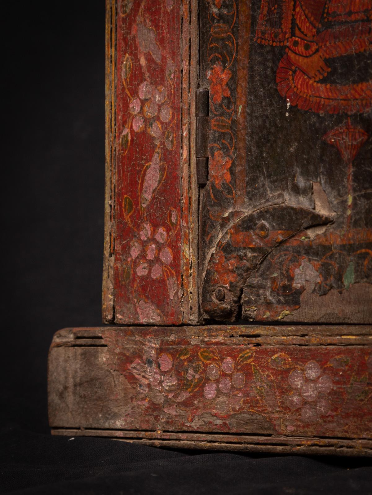 Cadre / panneau en bois peint indien ancien du 19e siècle provenant de l'Inde en vente 9