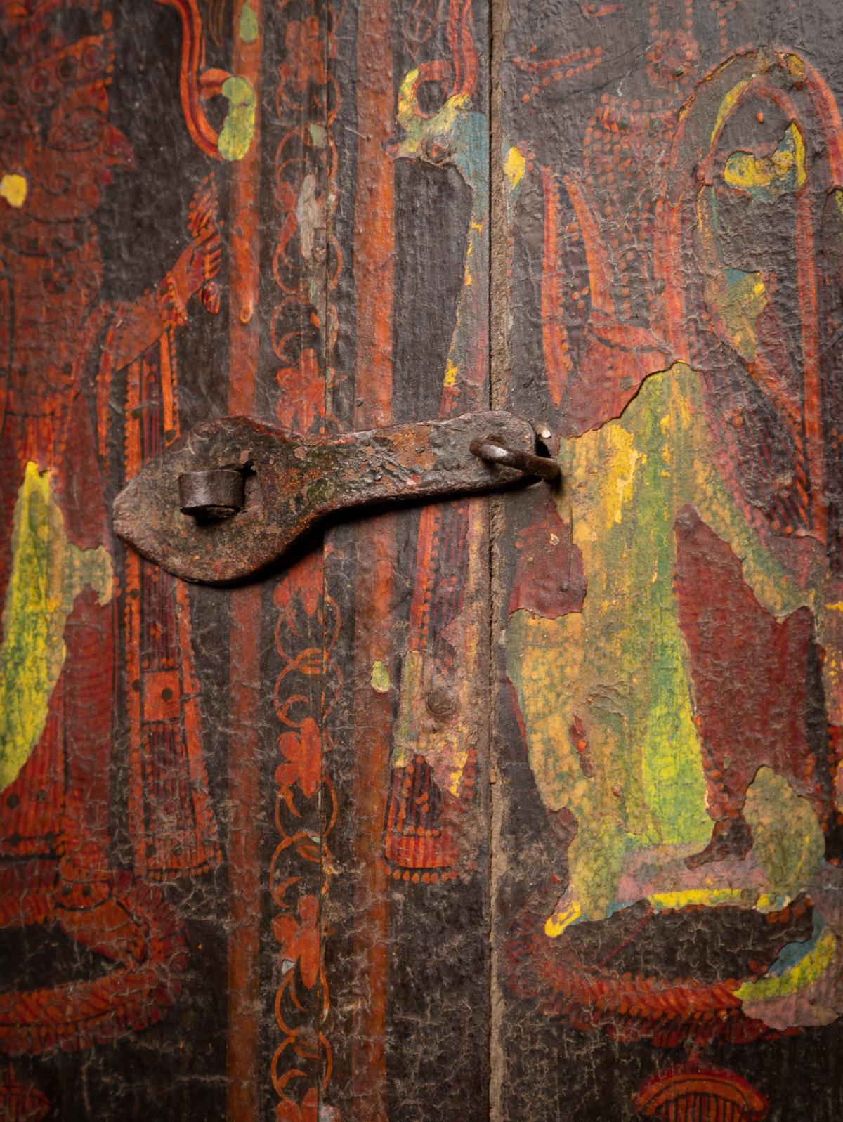 Cadre / panneau en bois peint indien ancien du 19e siècle provenant de l'Inde en vente 10