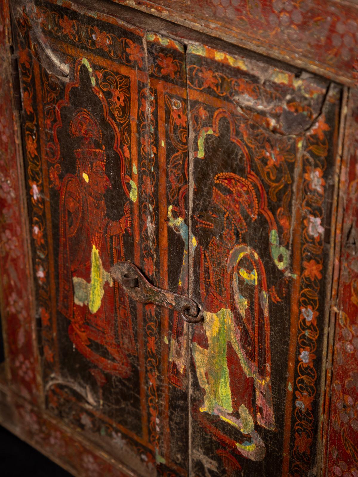 Cadre / panneau en bois peint indien ancien du 19e siècle provenant de l'Inde en vente 11