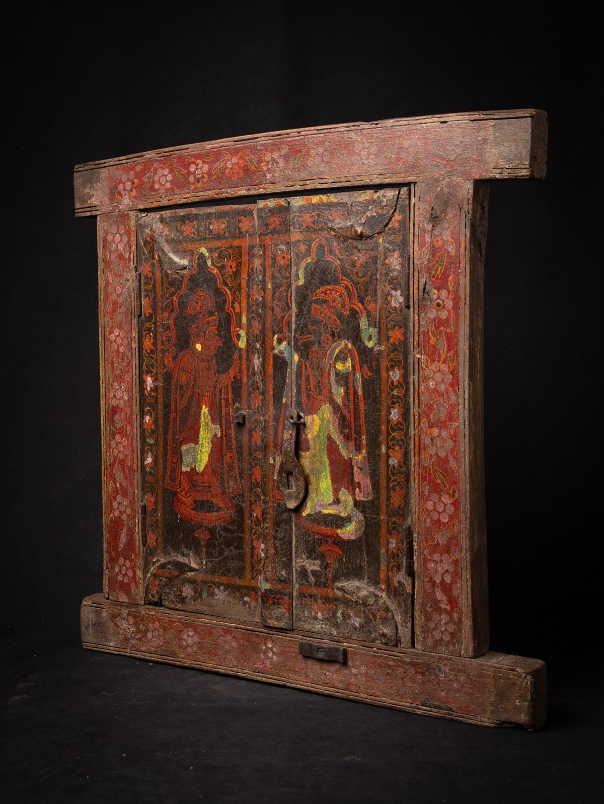 Indien Cadre / panneau en bois peint indien ancien du 19e siècle provenant de l'Inde en vente