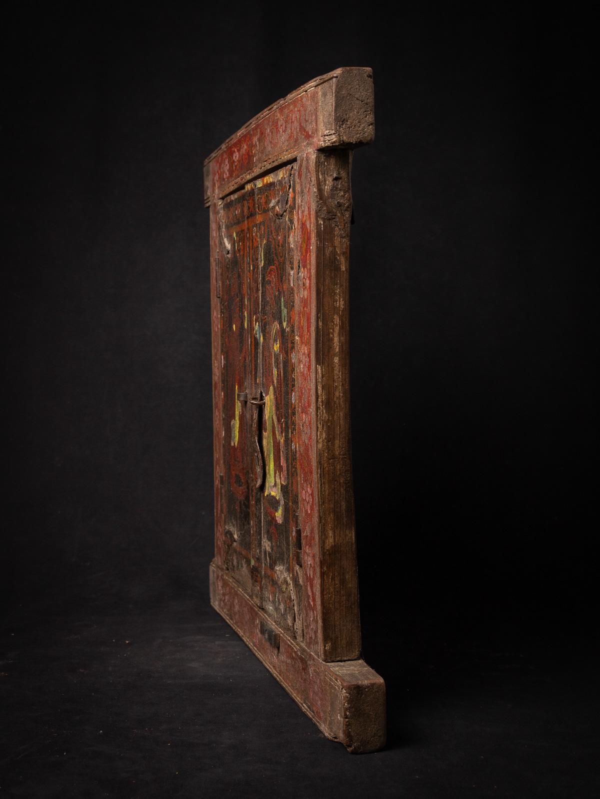 Cadre / panneau en bois peint indien ancien du 19e siècle provenant de l'Inde Bon état - En vente à DEVENTER, NL