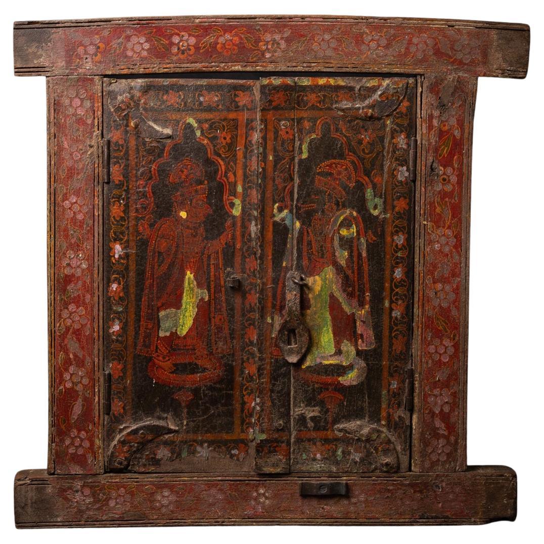 Cadre / panneau en bois peint indien ancien du 19e siècle provenant de l
Inde