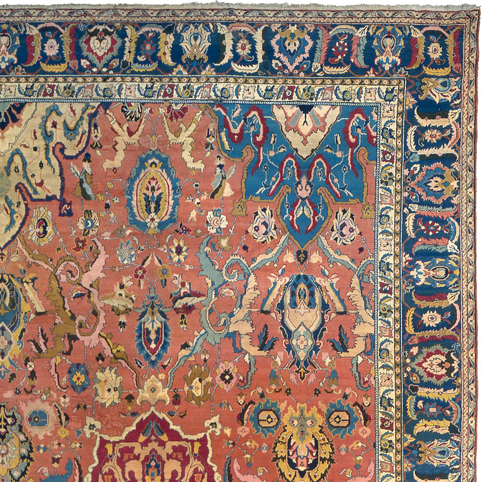 Hand-Woven Late-19th Century Antique Indian Rug For Sale