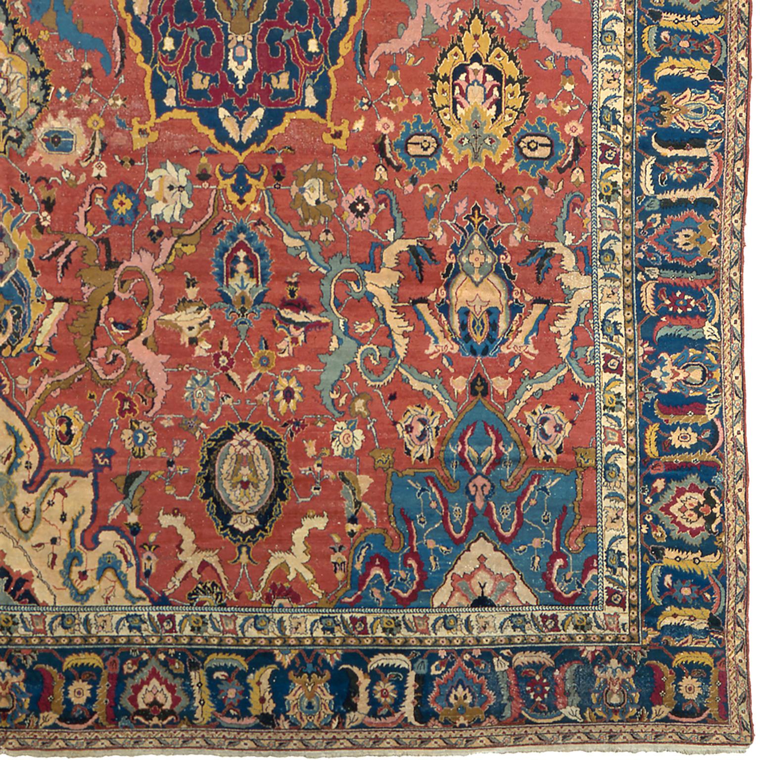 Late-19th Century Antique Indian Rug In Good Condition For Sale In New York, NY
