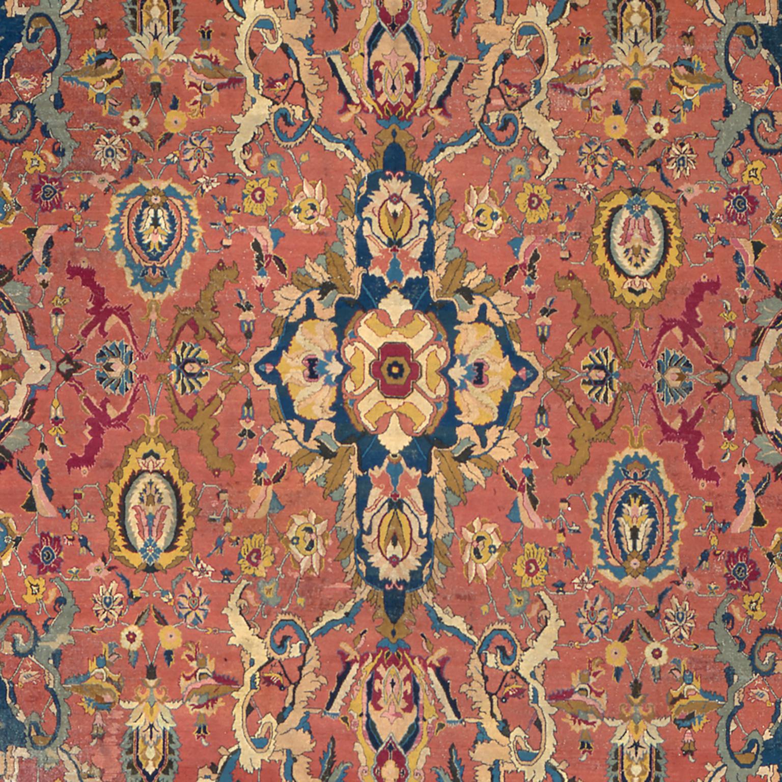 Wool Late-19th Century Antique Indian Rug For Sale