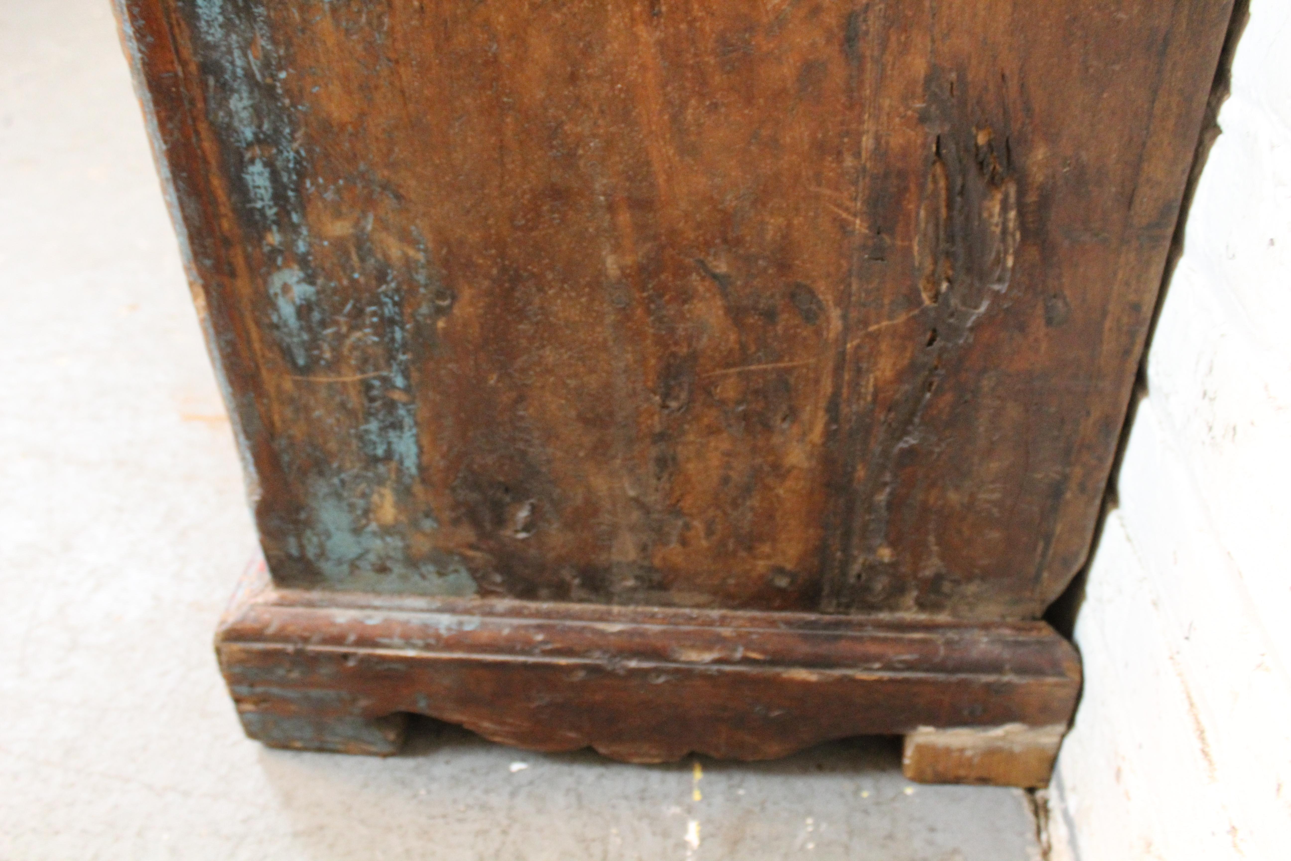 19th Century Antique Indian Teak Painted Armoire For Sale 11