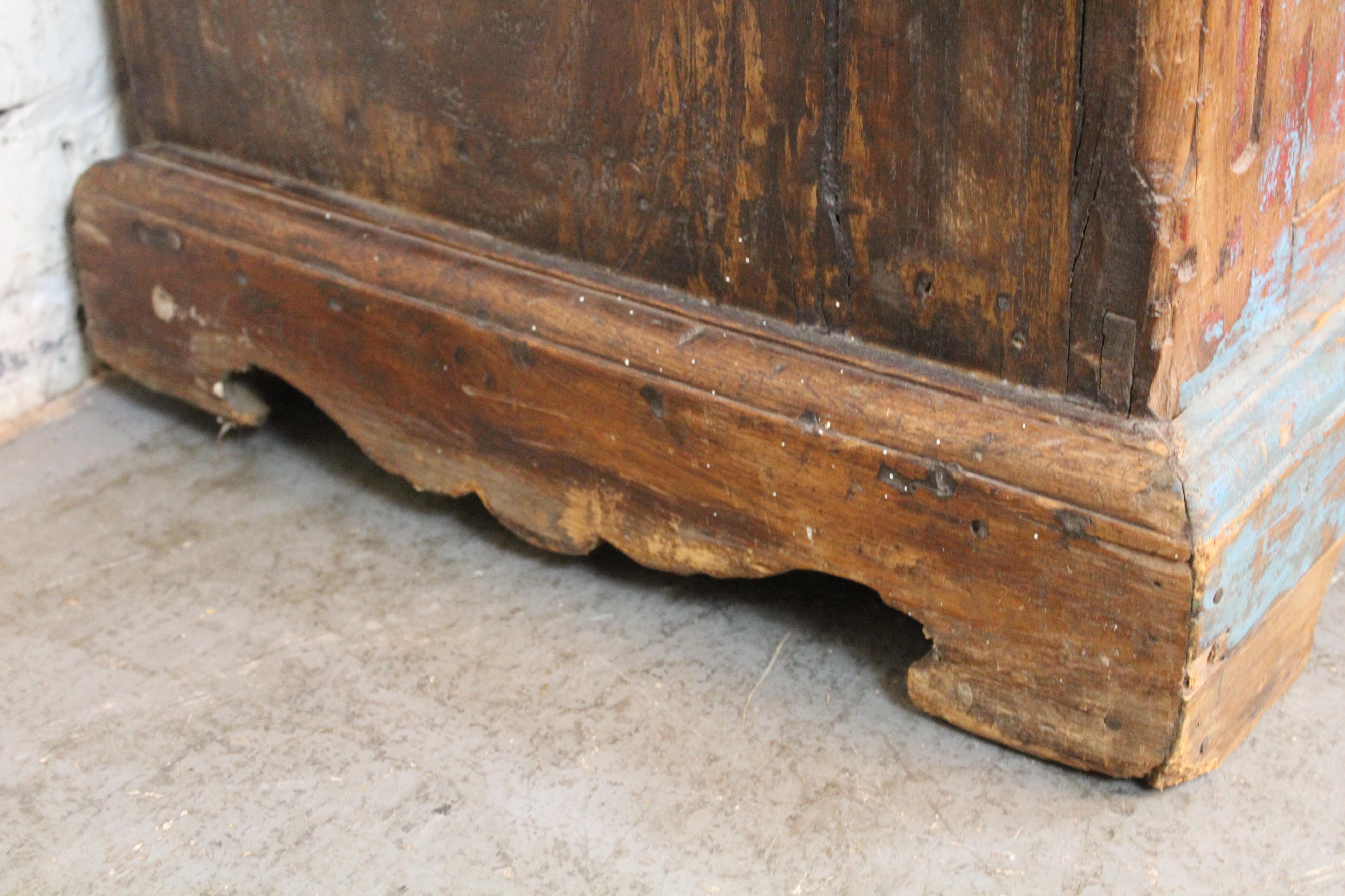 19th Century Antique Indian Teak Painted Armoire For Sale 13
