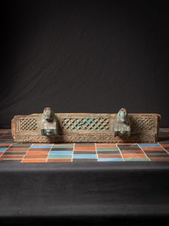 19th century Antique Indian temple panel with two horse heads from India