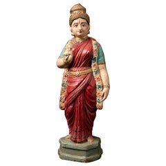 19th century Antique Indian terracotta Lakshmi statue from India