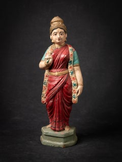 19th century Antique Indian terracotta Lakshmi statue from India