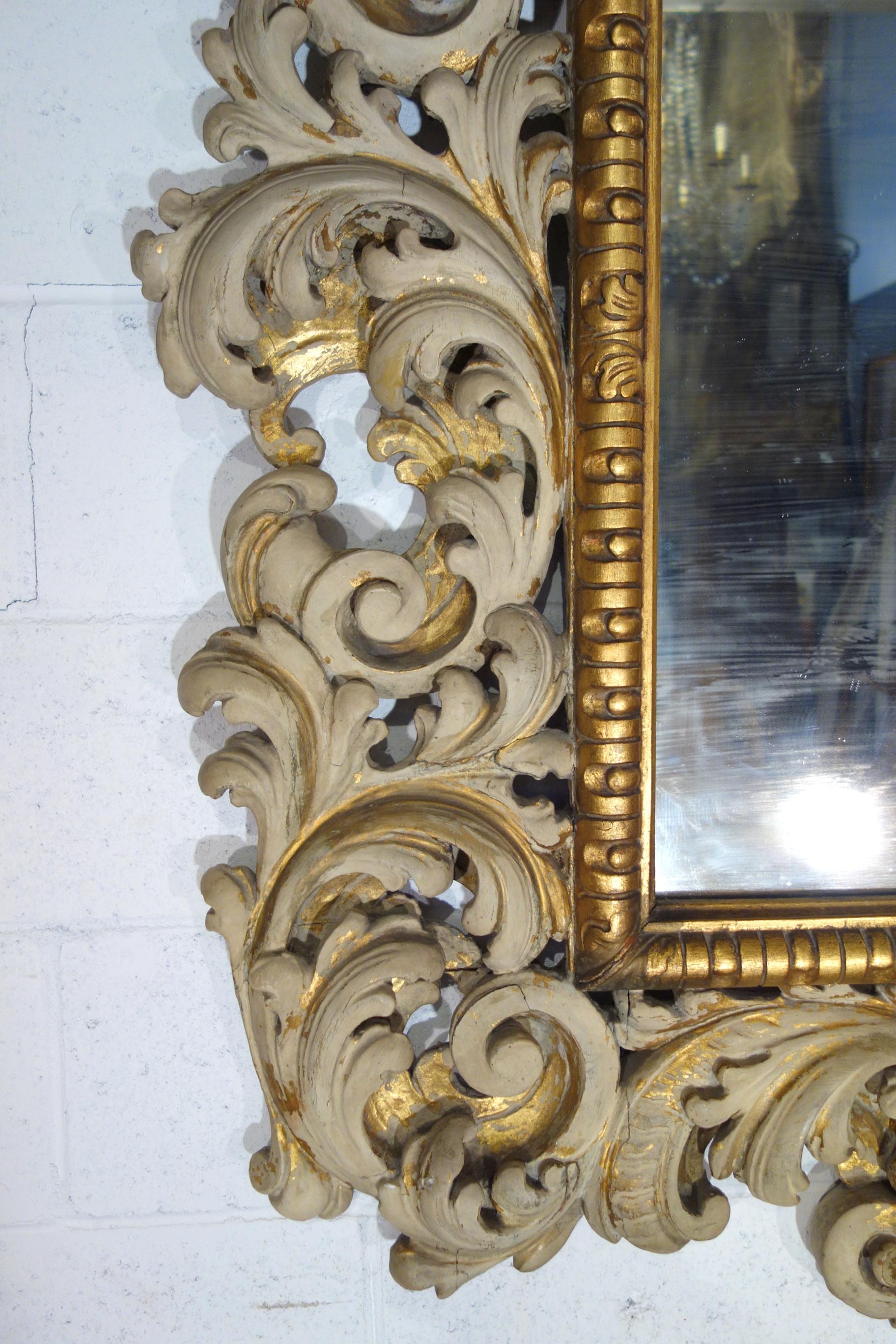 19th Century Italian Carved Enameled Giltwood Baroque Mirror, circa 1890 8