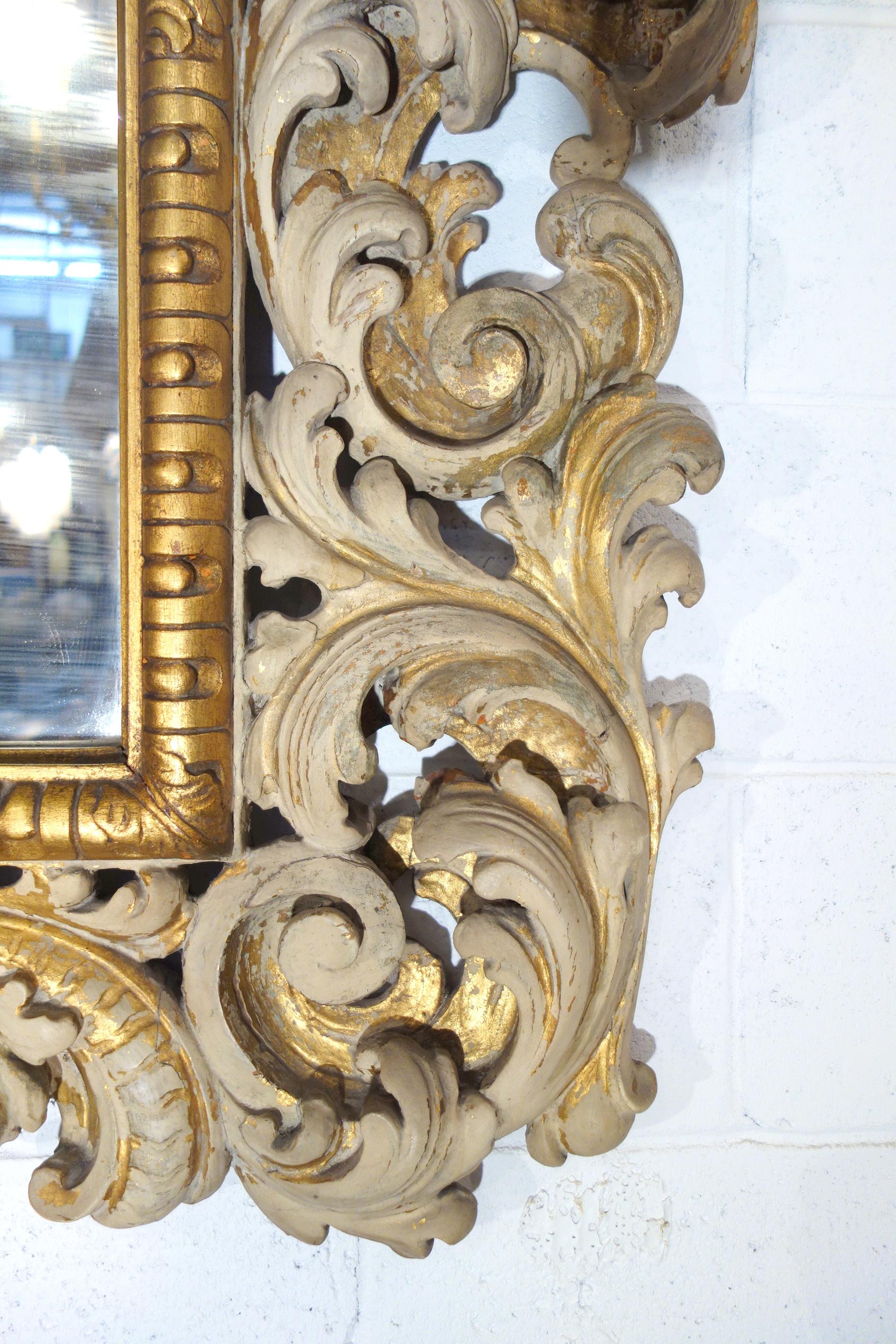 19th Century Italian Carved Enameled Giltwood Baroque Mirror, circa 1890 10