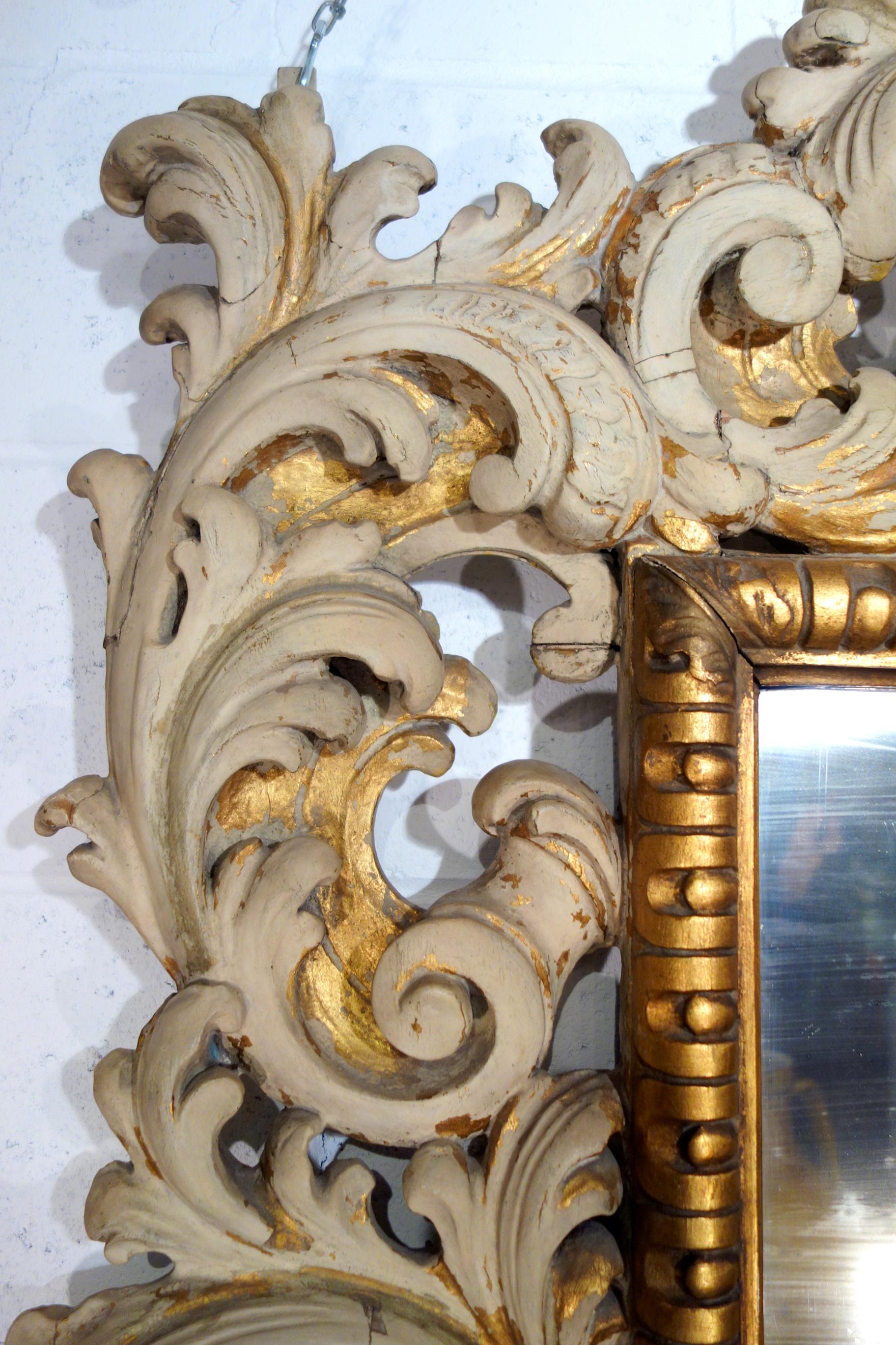 19th Century Italian Carved Enameled Giltwood Baroque Mirror, circa 1890 11