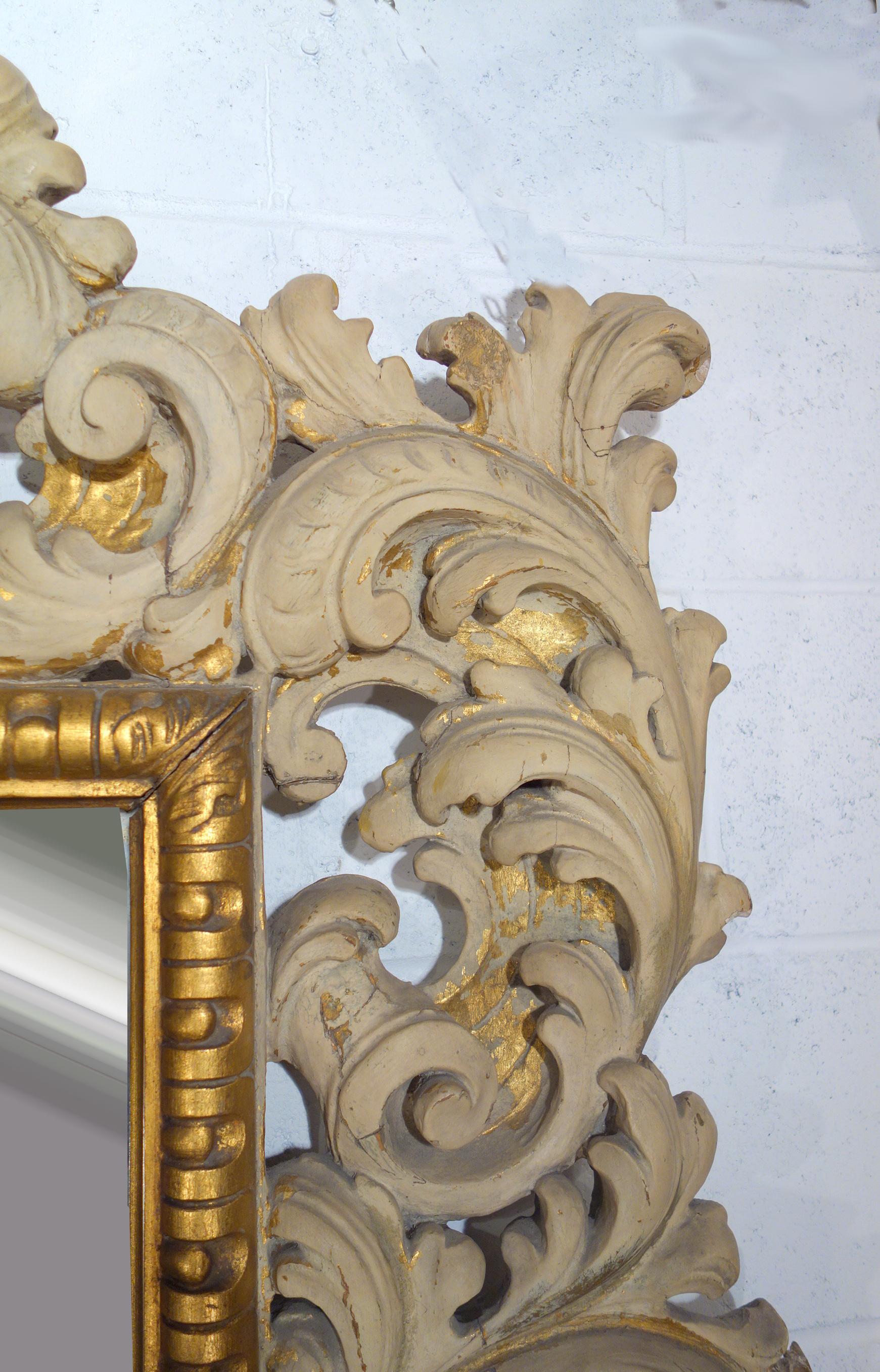 19th Century Italian Carved Enameled Giltwood Baroque Mirror, circa 1890 12